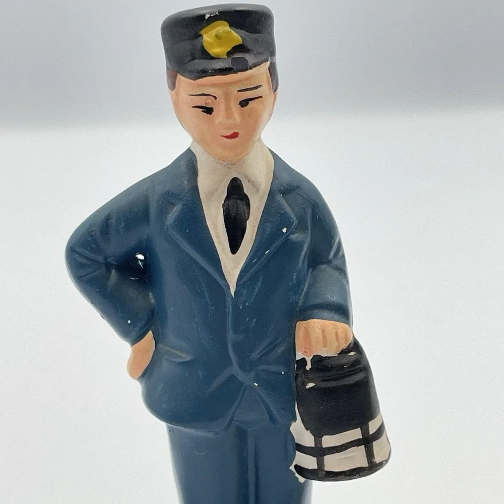 Vintage Japan Train Conductor Salt And Pepper Shakers Set Charles Products 1950s